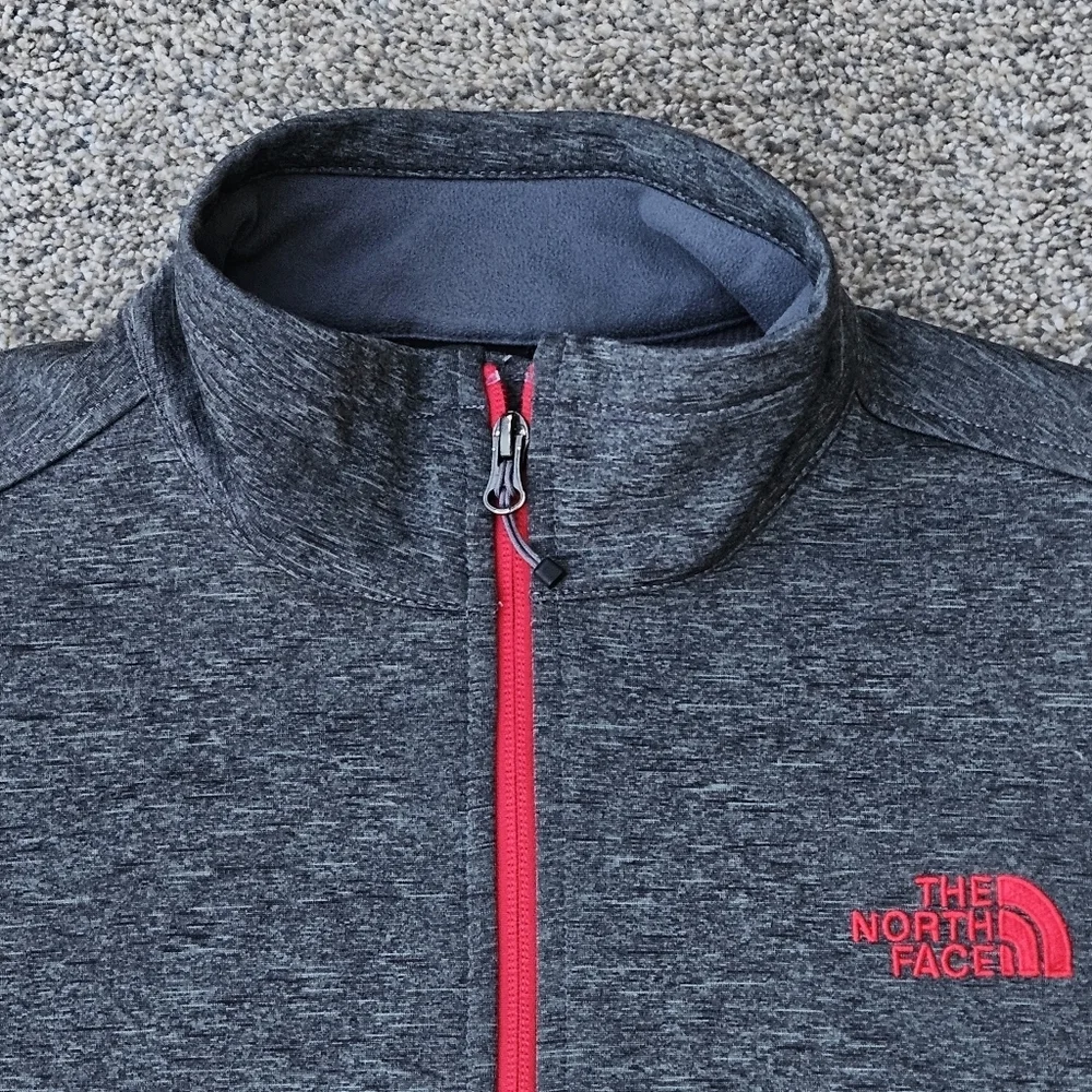 Men’s North Face Softshell Jacket Gray Red Zip Up Coat Outdoor Size Medium